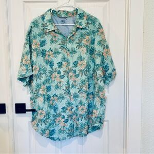Izod Saltwater Relaxed Classics Shirt Men's 2XL Hawaiian Tropical Print‎